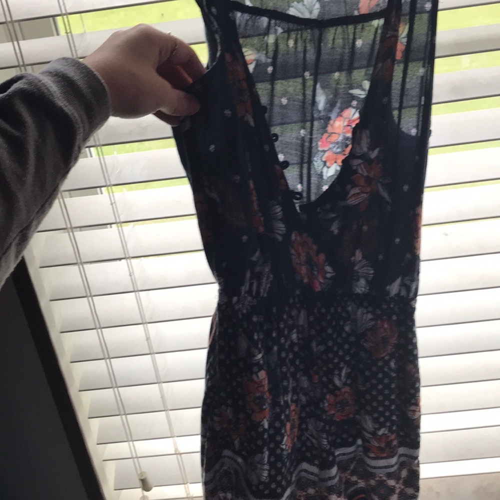 Navy romper with flowers